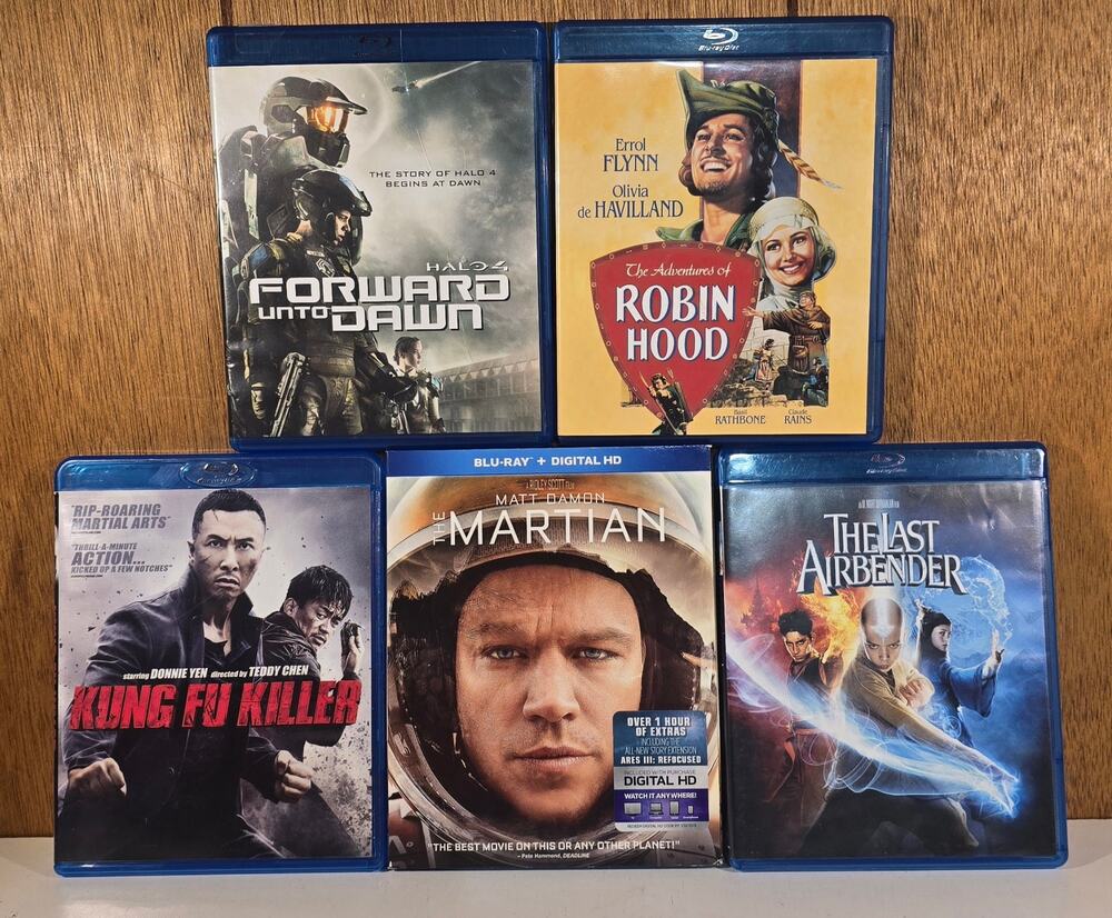 Blu-ray Movie Lot 5 The Martian Halo 4 Robin Hood Last Airbender Kung Fu Killer